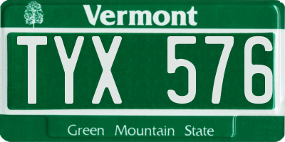 VT license plate TYX576