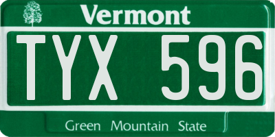 VT license plate TYX596