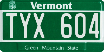 VT license plate TYX604