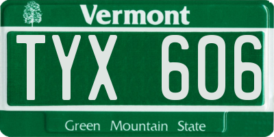 VT license plate TYX606