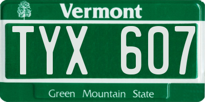 VT license plate TYX607