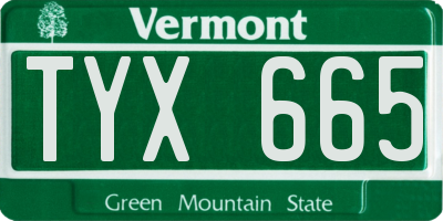 VT license plate TYX665