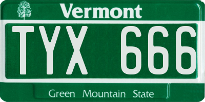 VT license plate TYX666