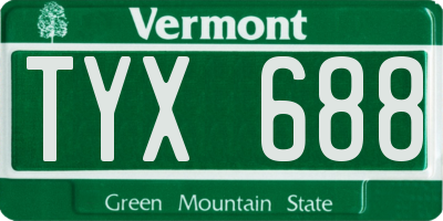 VT license plate TYX688