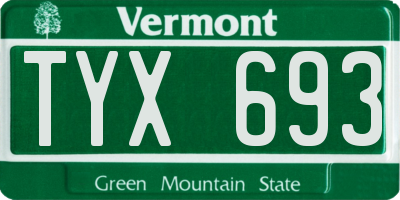 VT license plate TYX693