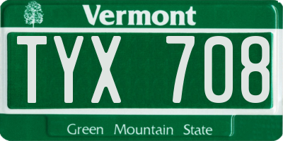 VT license plate TYX708