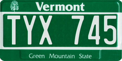 VT license plate TYX745
