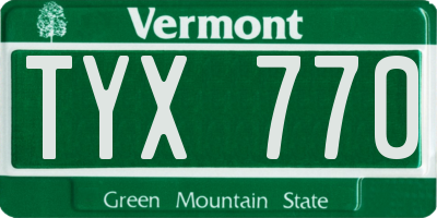 VT license plate TYX770