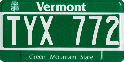 VT license plate TYX772