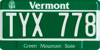 VT license plate TYX778