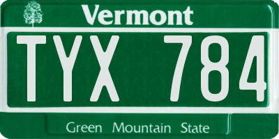 VT license plate TYX784