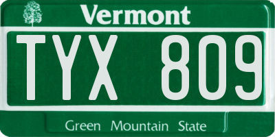 VT license plate TYX809