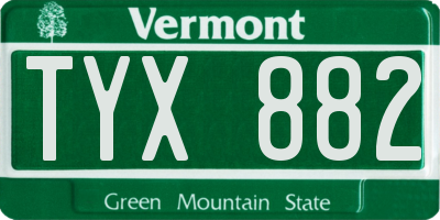 VT license plate TYX882