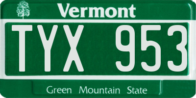 VT license plate TYX953