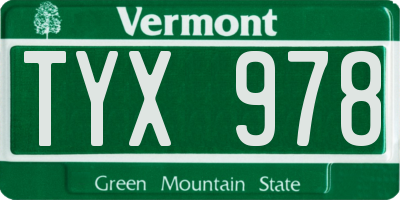 VT license plate TYX978