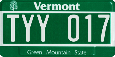 VT license plate TYY017