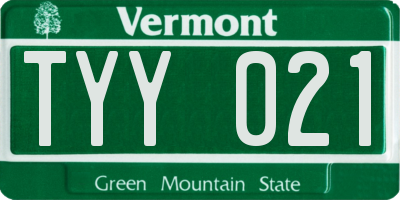 VT license plate TYY021