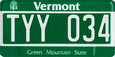 VT license plate TYY034