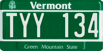 VT license plate TYY134