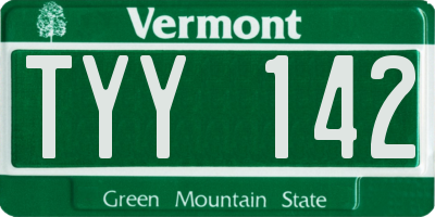 VT license plate TYY142