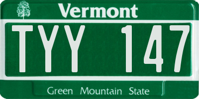 VT license plate TYY147