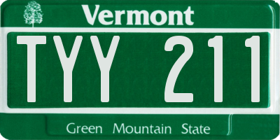 VT license plate TYY211