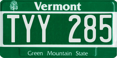 VT license plate TYY285