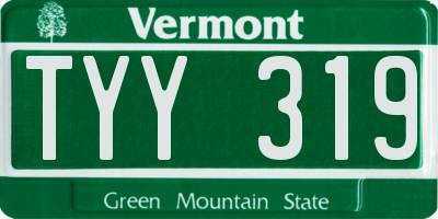 VT license plate TYY319
