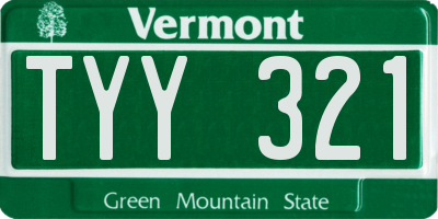 VT license plate TYY321