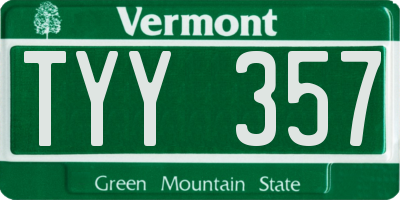 VT license plate TYY357