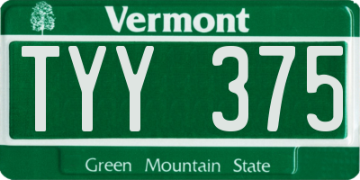 VT license plate TYY375