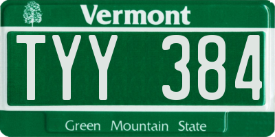 VT license plate TYY384