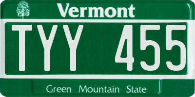 VT license plate TYY455