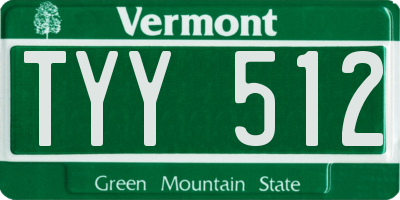 VT license plate TYY512