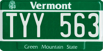 VT license plate TYY563