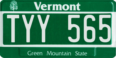 VT license plate TYY565