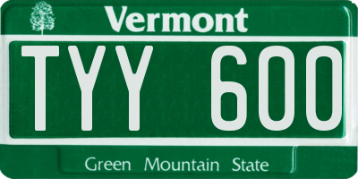 VT license plate TYY600