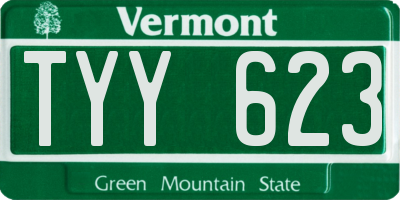 VT license plate TYY623