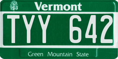 VT license plate TYY642