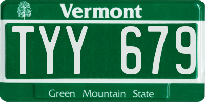 VT license plate TYY679