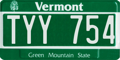 VT license plate TYY754
