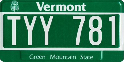 VT license plate TYY781