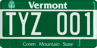 VT license plate TYZ001