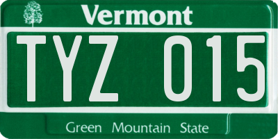 VT license plate TYZ015