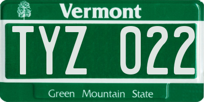 VT license plate TYZ022