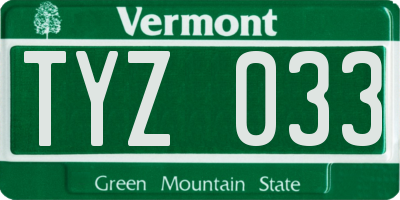 VT license plate TYZ033