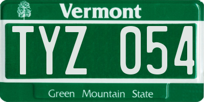 VT license plate TYZ054