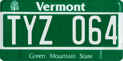 VT license plate TYZ064