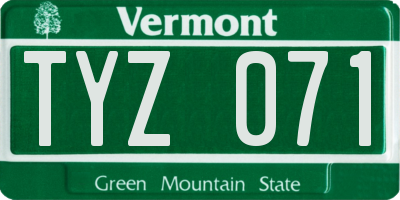 VT license plate TYZ071