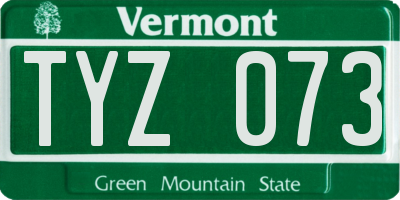 VT license plate TYZ073